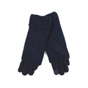 Double Layer Knitted Touch Screen Gloves Black - Navy